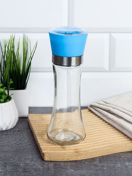 Мельница для специй и соли 19 см с крышкой/ W-457-A /уп 80/ Лазурная