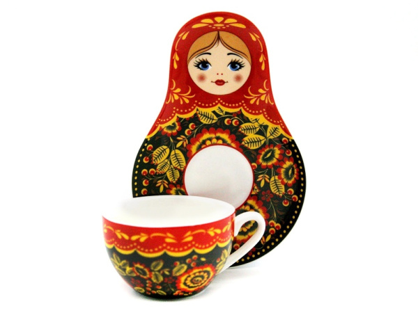 Подарочный набор: чайная пара, чай Малина с мятой, Цвет голубой, коричневый