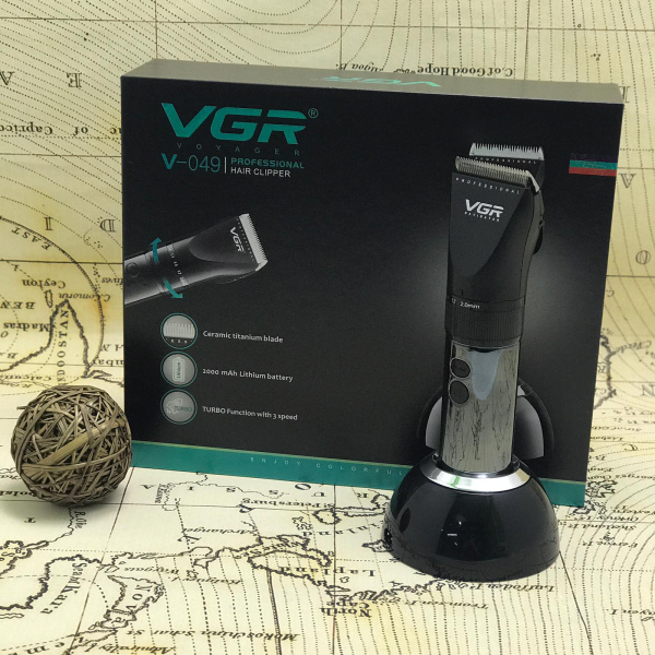 Беспроводная профессиональная машинка для стрижки волос VGR®Voyager V-049 (LED-индикатор, 4 насадки, три режима работы)