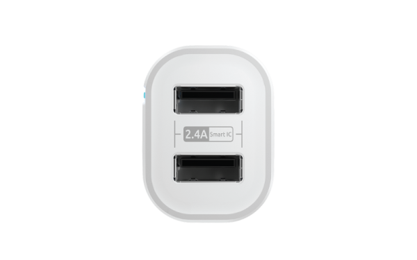 АЗУ USBx2, 2.4A, white, OLMIO