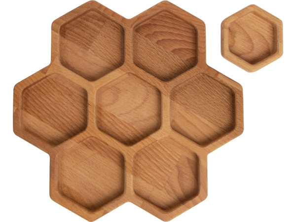 Менажница «Соты», Цвет натуральный коричневый