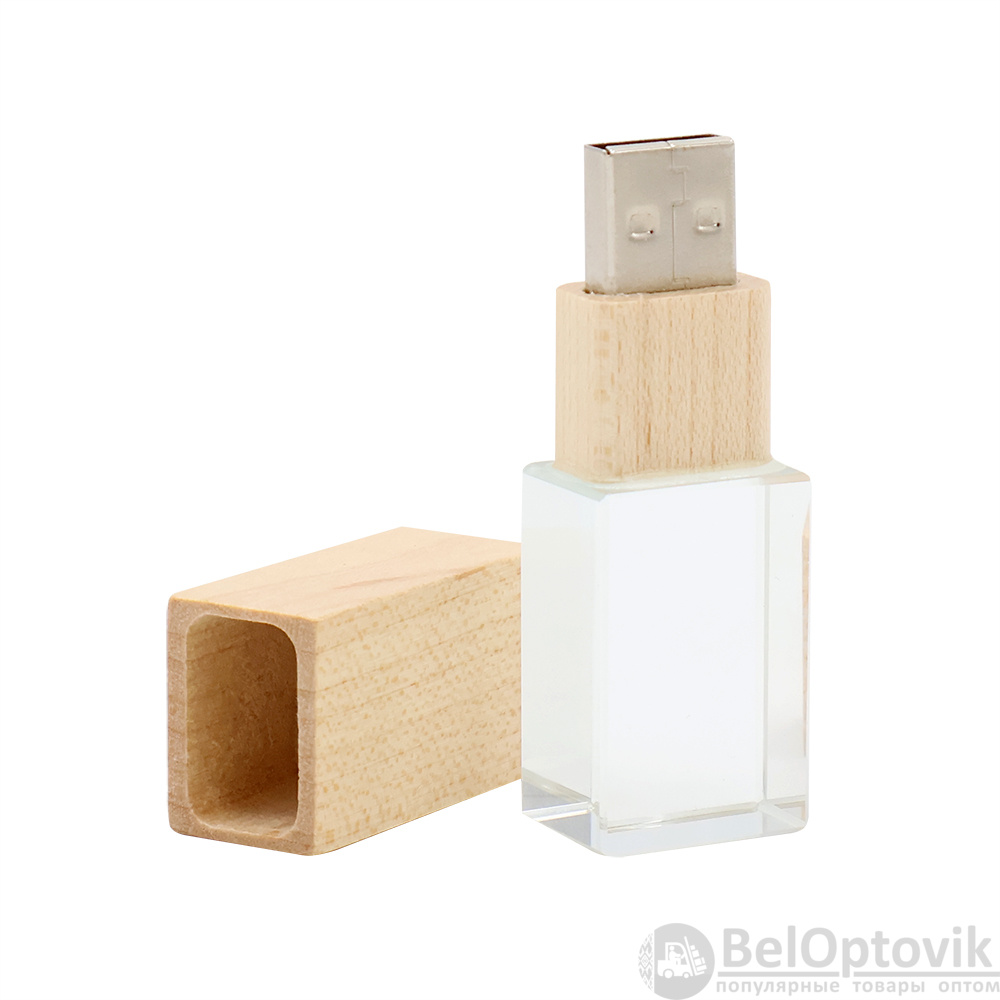 Флешка Кристал Bamboo 16 Гб в футляре, светло-коричневый