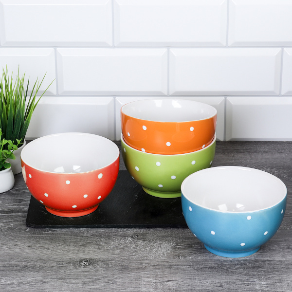 Супница 700 мл 4 штуки на подставке Горох Акция / WS-106 /уп 6/