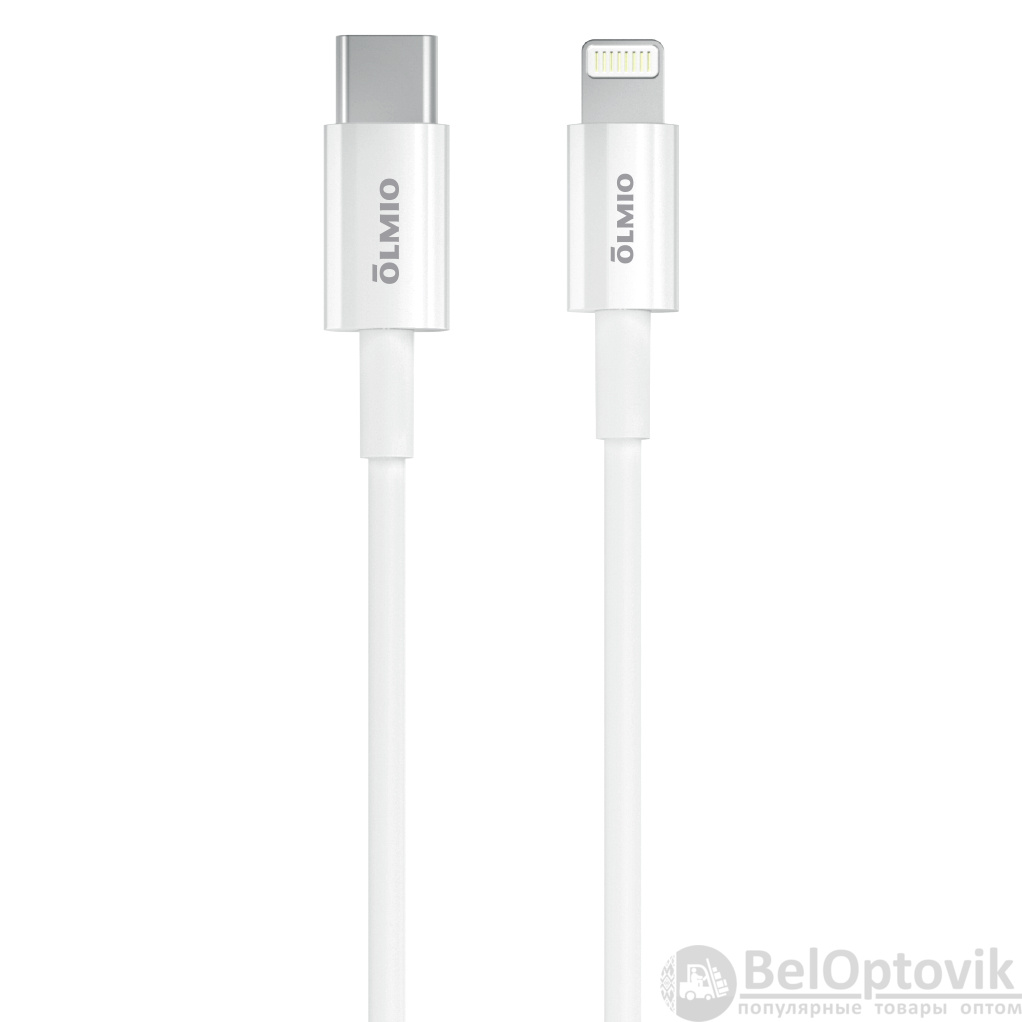 Кабель USB2.0, Type-C - Lightning, 1м, белый, OLMIO