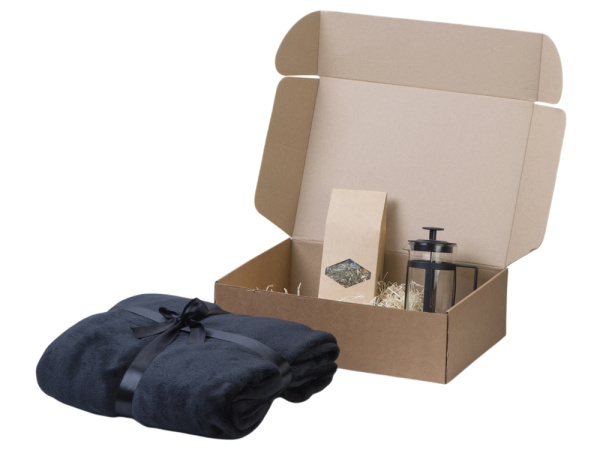 Подарочный набор «Tea time» с пледом, Цвет черный