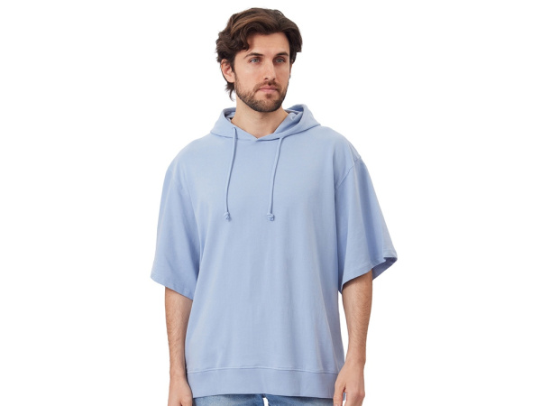 Худи оверсайз с коротким рукавом «Warsaw» унисекс, Размер XL-2XL, Цвет небесно-голубой