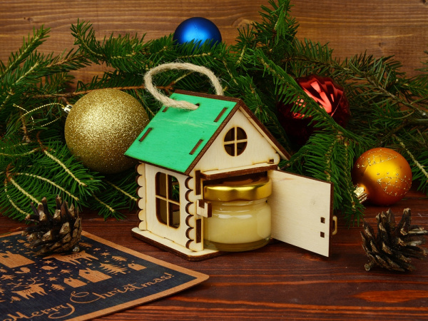 Игрушка-упаковка «Домик», Цвет зеленый/натуральный