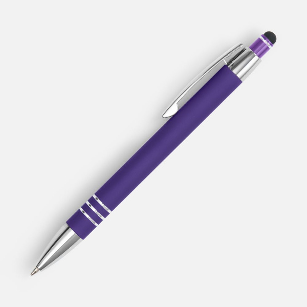 Ручка шариковая Sansen Soft Touch со стилусом, фиолетовая, 13,9х1,1 см