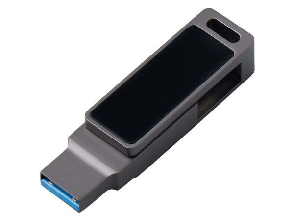 USB3.0/ Type-C флешка 2в1 на 64 ГБ «Спинлайт» с подсветкой, Цвет темно-серый