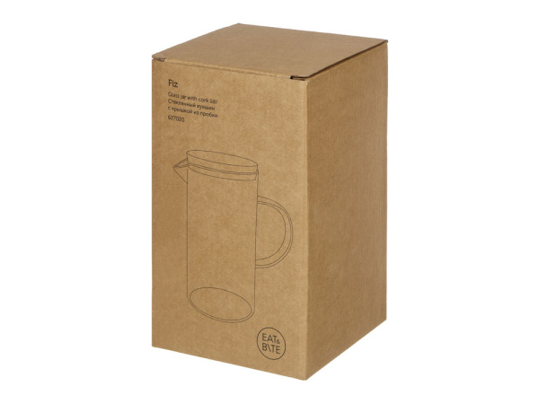 Стеклянный кувшин с крышкой из пробки «Fiz», Цвет прозрачный, бежевый