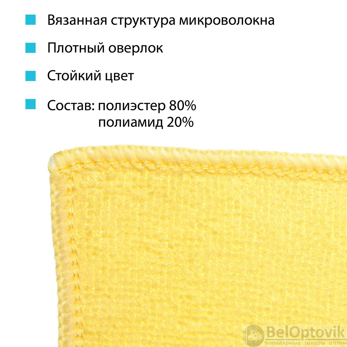 Салфетка универсальная микроволоконная 36*36 см, 190 гр/м², желтая HQ Profiline