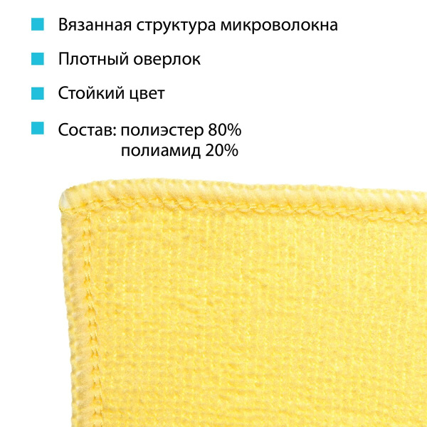 Салфетка универсальная микроволоконная 36*36 см, 190 гр/м², желтая HQ Profiline