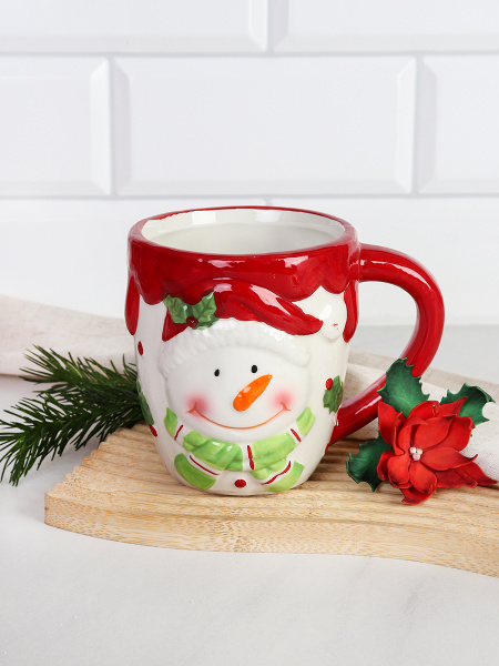Кружка 400 мл Снеговик / YJ3002В /уп 48/ новогодняя/подарочная упаковка