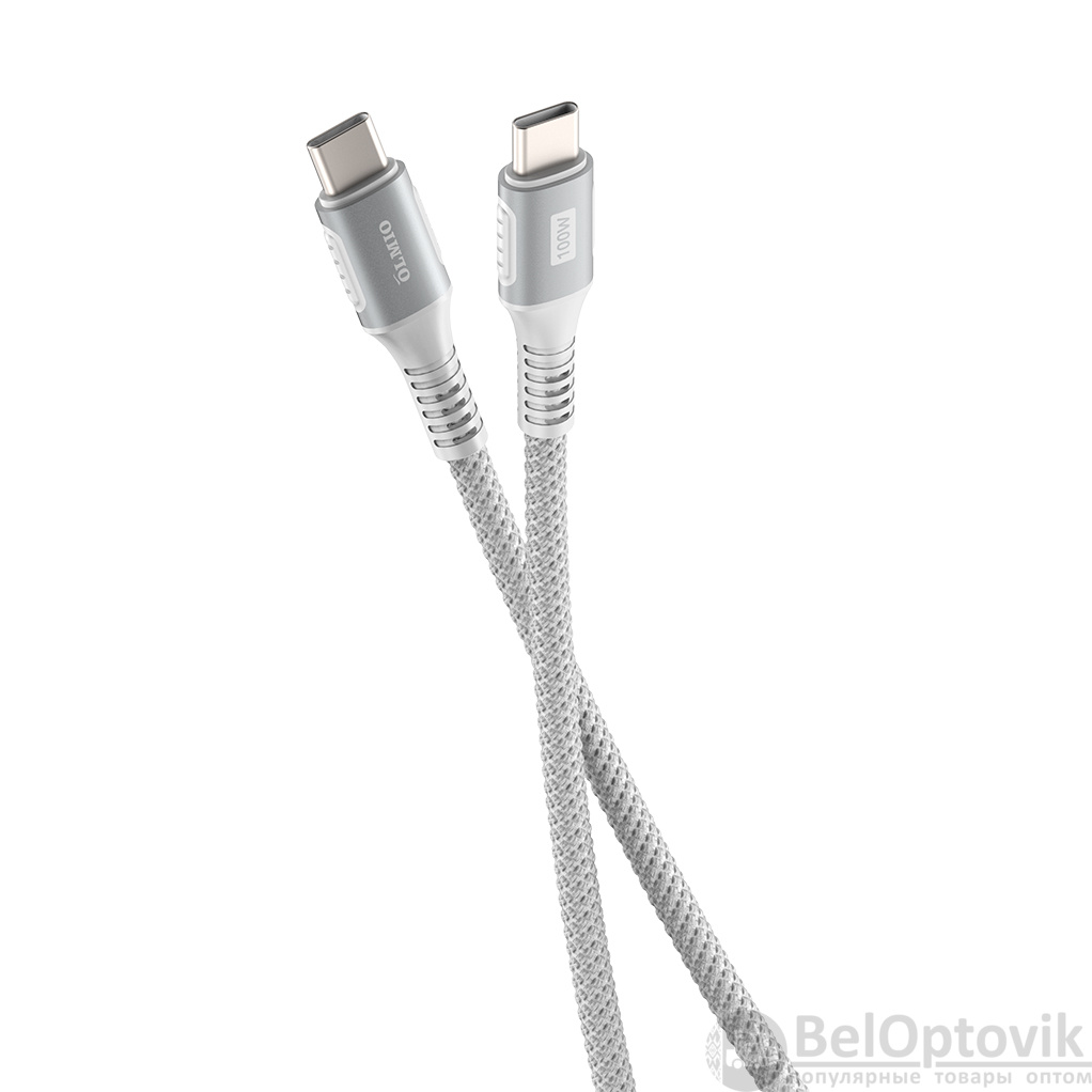 Кабель PD100, Type-C - Type-C, USB2.0, 1.2м, белый, OLMIO