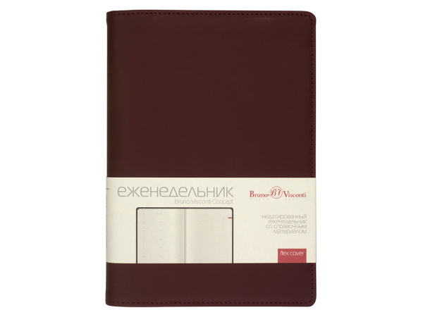 Еженедельник недатированный А5 «Concept», Размер A5, Цвет бордовый