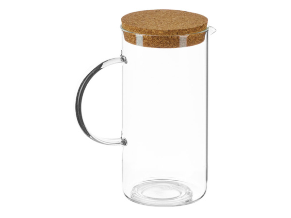 Стеклянный кувшин с крышкой из пробки «Fiz», Цвет прозрачный, бежевый