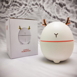 Увлажнитель воздуха 2в1 аромадиффузор RGB "Олень" Humidifier USB, 200 мл Белый