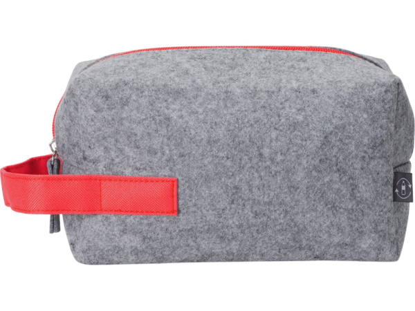 Косметичка из РПЕТ фетра с ручкой «Felt», Цвет серый, красный