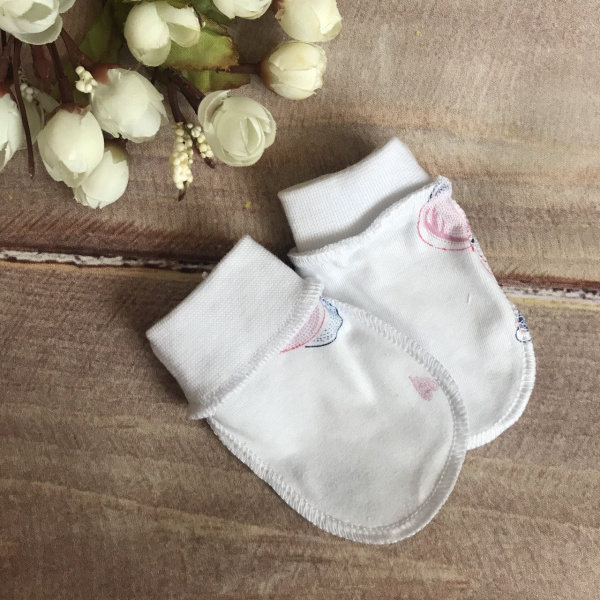 Рукавички из натурального хлопка для новорожденного Bebika 0-3 мес (20/6-1)