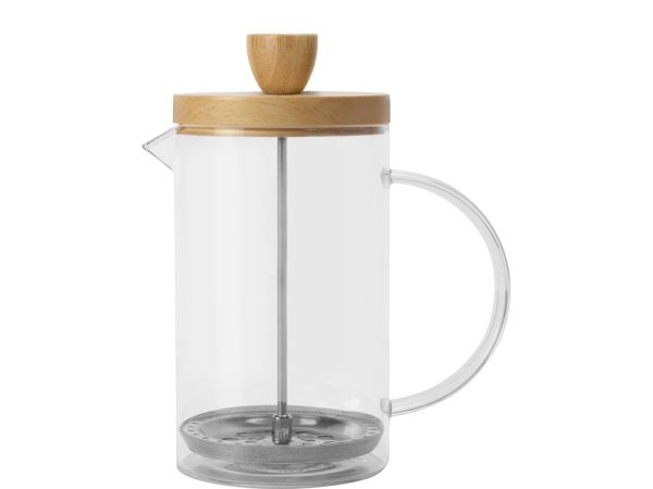 Френч-пресс с деревянной крышкой «Siesta», Цвет прозрачный/натуральный