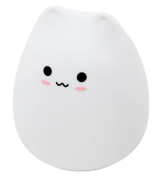Ночник силиконовый LED "Котик" 90x89x102 мм, белый свет/RGB, таймер, USB, аккумулятор 400 мАч, DASWERK (ДАСВЕРК), 238935