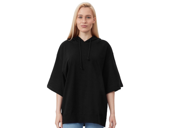 Худи оверсайз с коротким рукавом «Warsaw» унисекс, Размер XL-2XL, Цвет черный