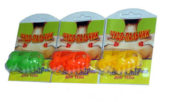 Массажер Чудо - пальчик (комплект 2 шт.) 35х27х28мм. Цвета Микс