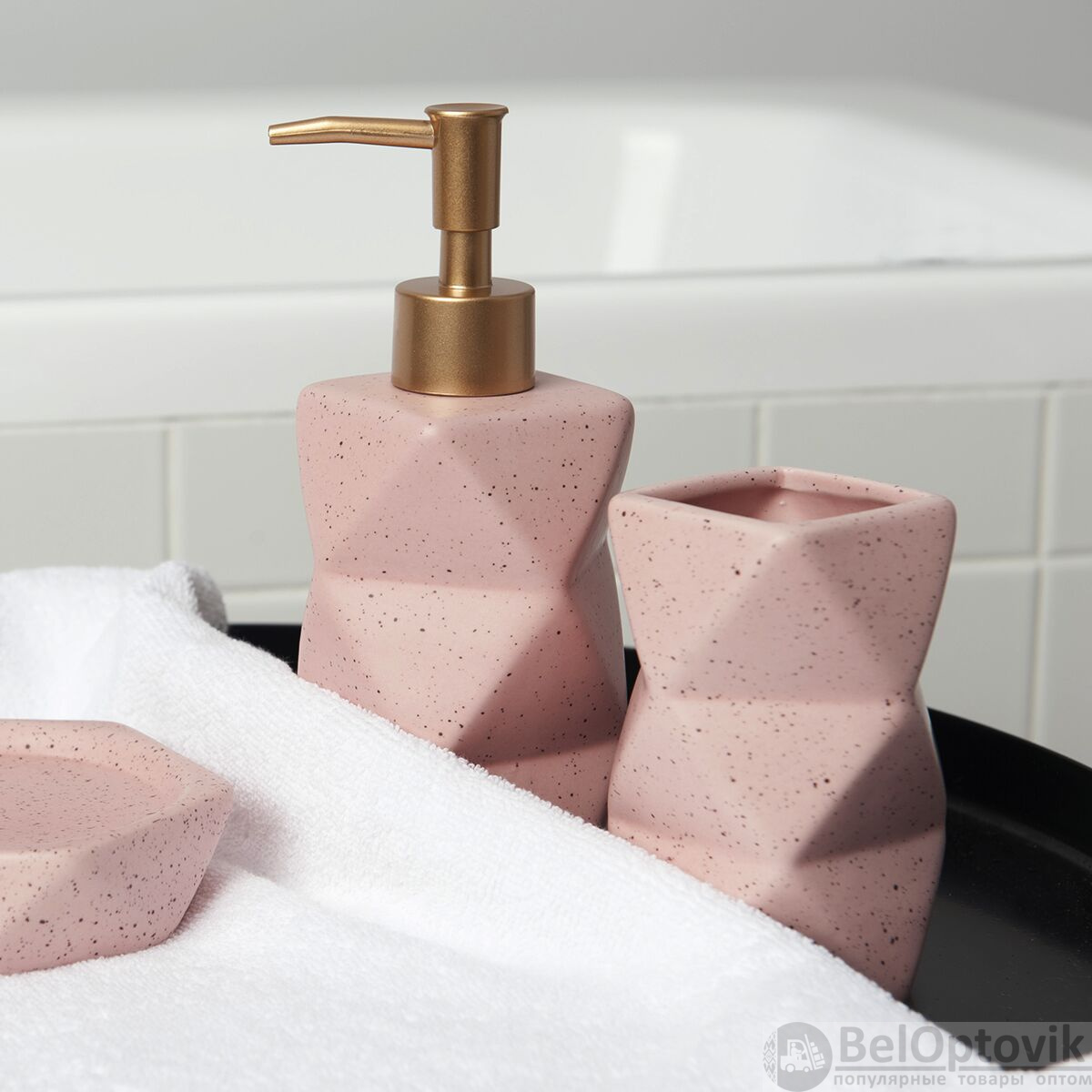 Стакан для ванной керамический персиковый "Coral sand", керамика