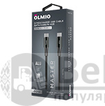 Кабель MASTER, Type-C - Type-C, 60W, USB2.0, 1.2м, черный, OLMIO