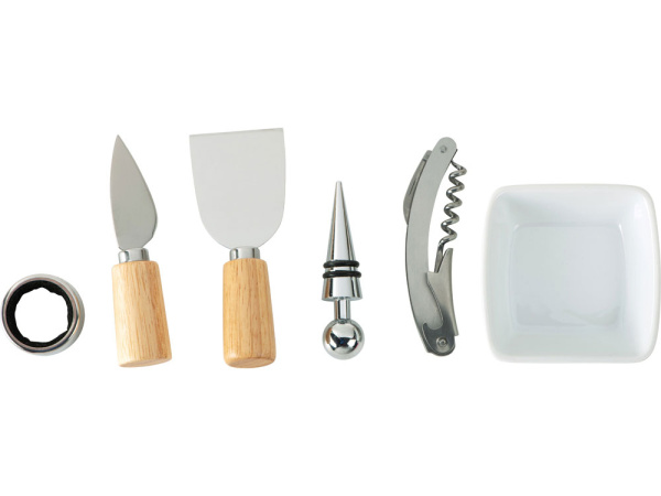 Набор для сыра и вина со съемной подставкой «Save time», Цвет натуральный, белый, серебристый