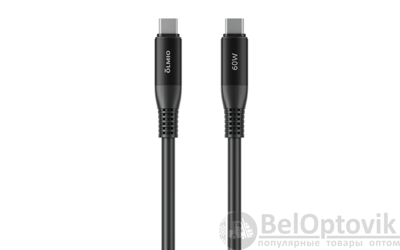 Кабель SHIELD, Type-C - Type-C, 60W, USB2.0, 1.2м, черный, OLMIO