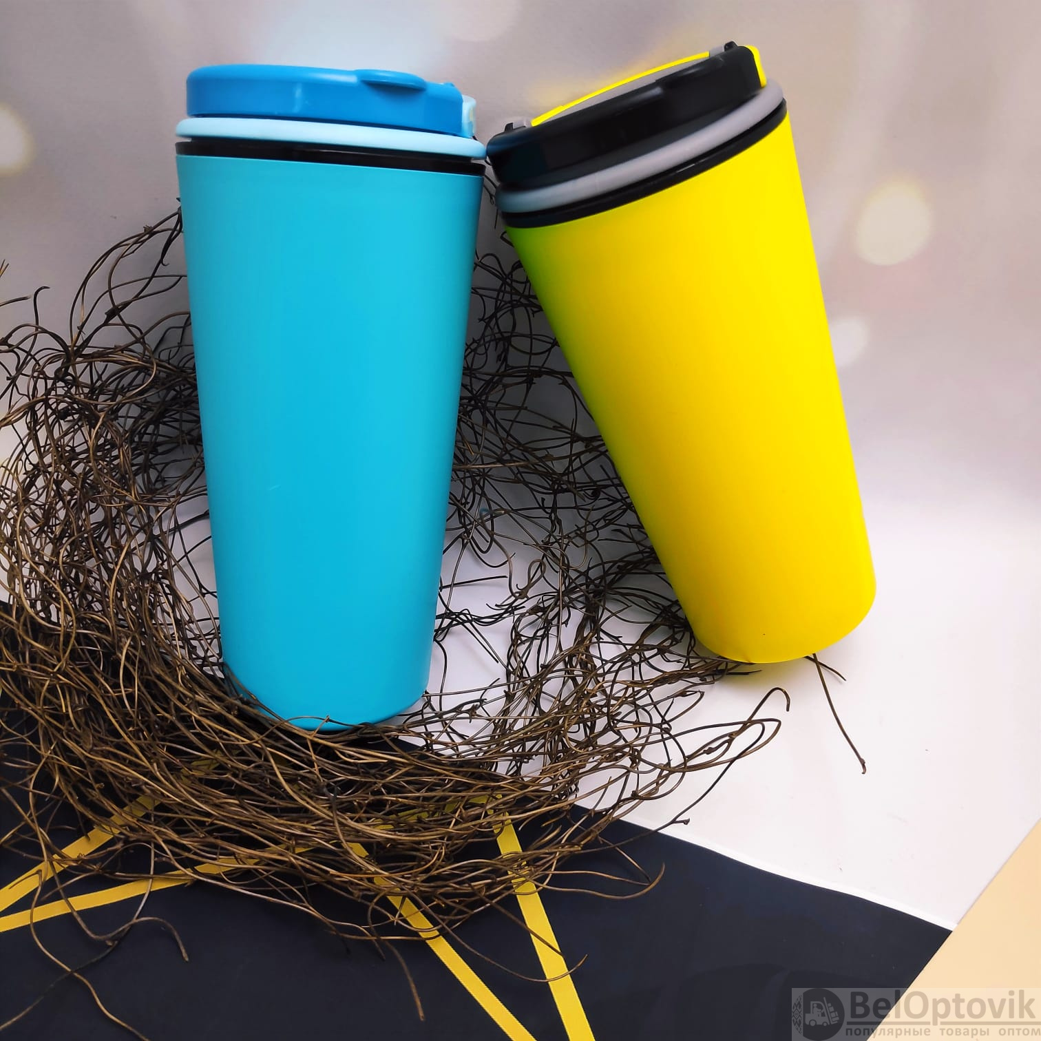 Персональный стакан тамблер для кофе Wowbottles и других напитков / Кофейная крышка с клапаном и ручкой, 350 мл. / Двойные стенки.