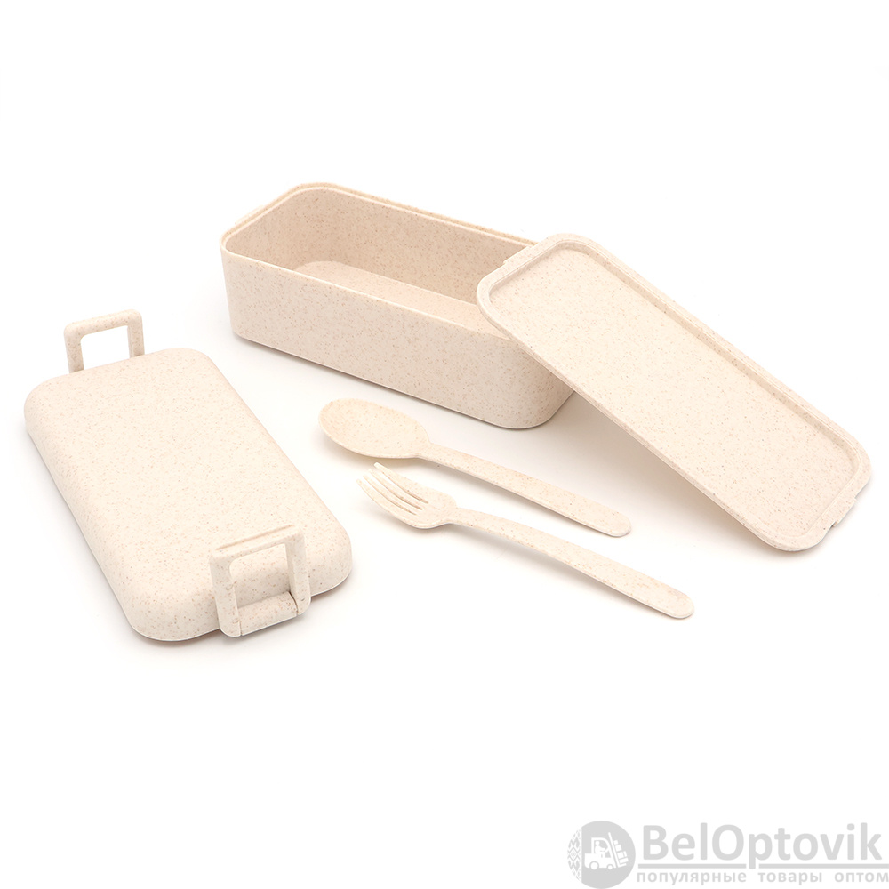 Ланчбокс (контейнер для еды) Bricker из пшеничного волокна, бежевый