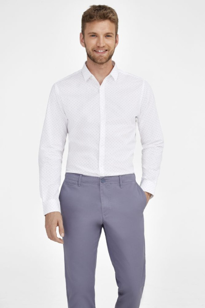 Рубашка мужская Becker Men, белая с темно-синим, S–3XL