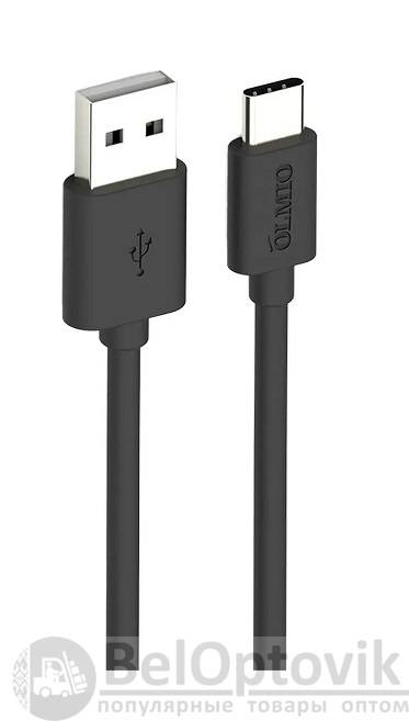 Кабель USB 2.0 - USB type-C, 1м, чёрный, OLMIO