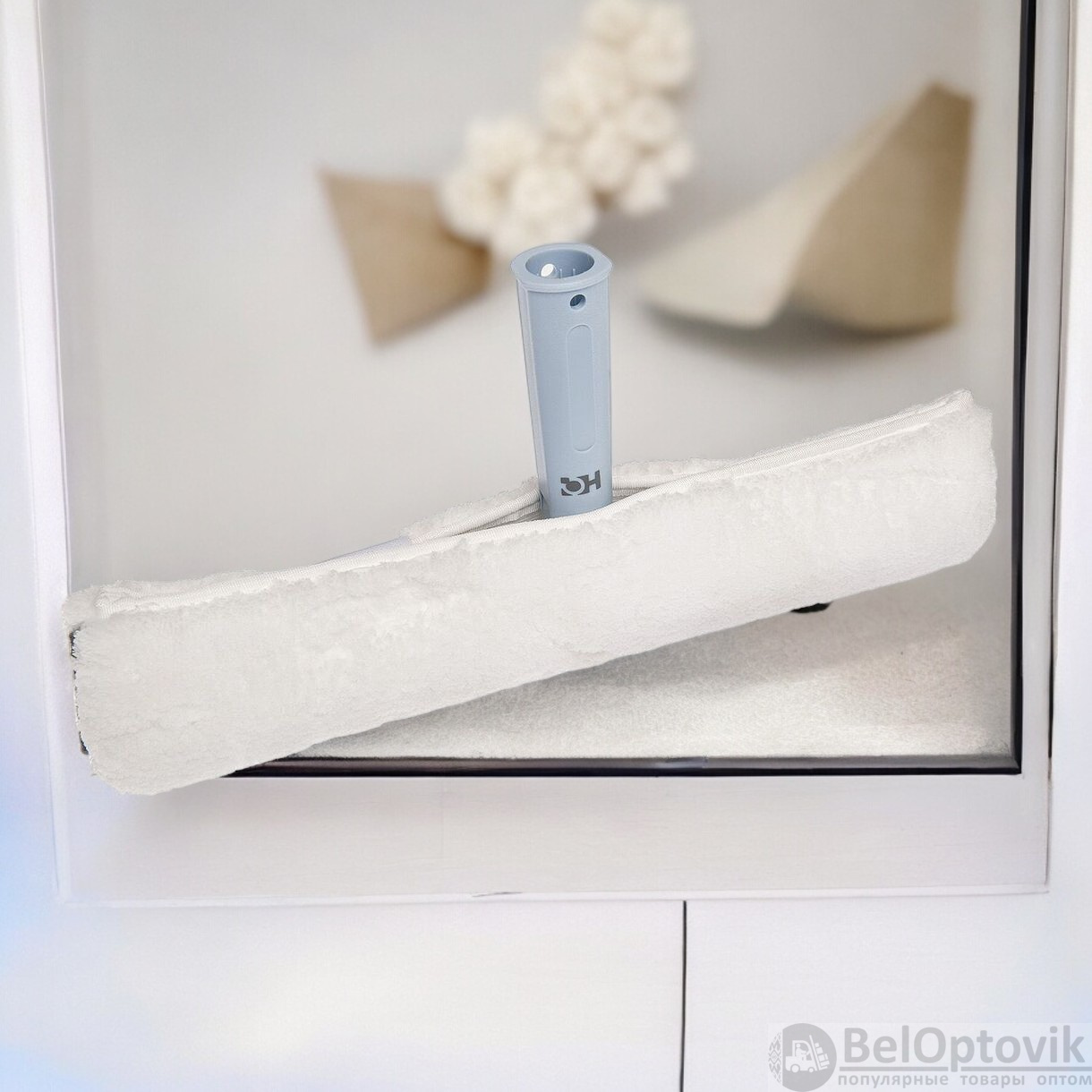 Насадка микроволоконная коротковорсная для мытья стеклянных поверхностей, 38 см