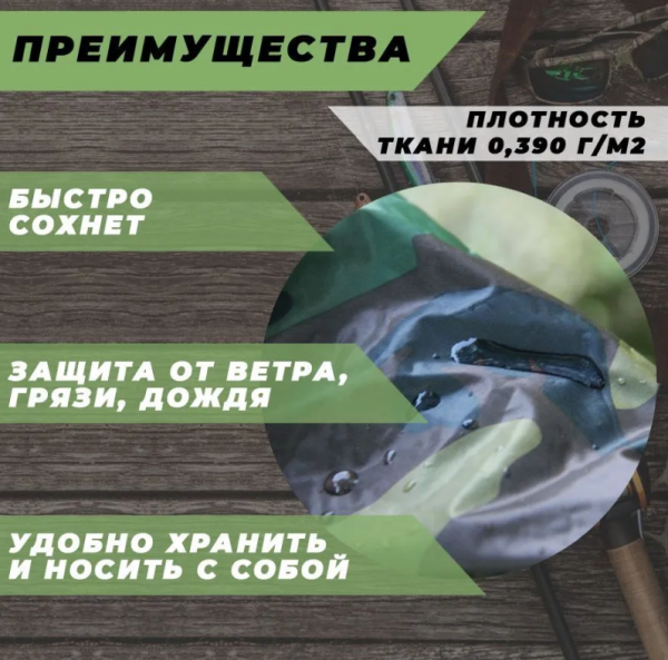 Дождевик - плащ Камуфляж на кнопках и молнии / Водонепроницаемая ткань р.XXXXL