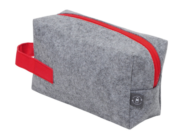 Органайзер для электроники и проводов «Felt» из RPET-фетра с ручкой, Цвет серый, красный