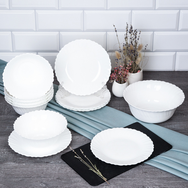 Столовый набор 13 предметовТюльпан белый L13 LHK680 (WHITE) (уп 2)