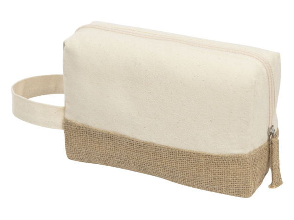 Косметичка «Jute» с ручкой из хлопка и джута, Цвет молочный