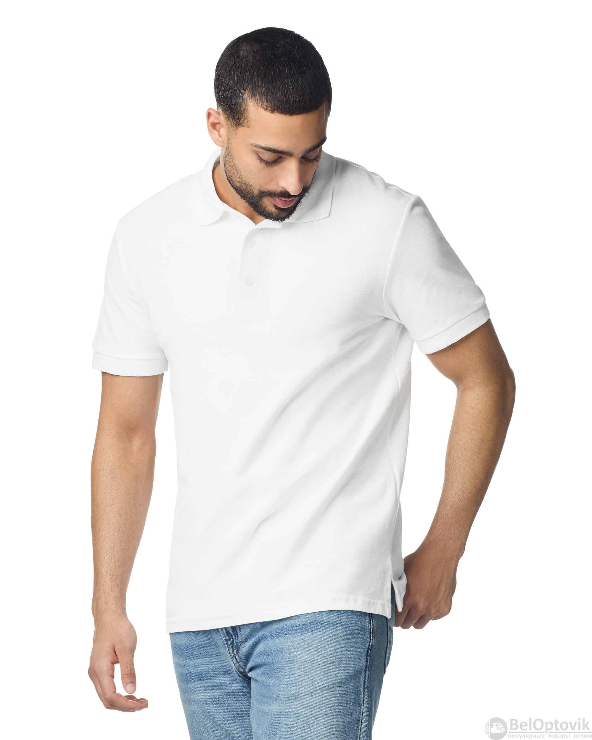 Футболка поло PREMIUM COTTON ADULT DOUBLE PIQUE, БЕЛЫЙ S