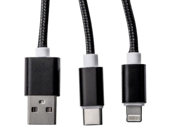 Кабель для зарядки 3-в-1 «Tres», Цвет черный