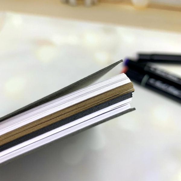 Скетчбук блокнот с плотными листами "Sketchbook" 5 видов бумаги (белая, клетка, чёрная, крафтовая, в точку, А5, спираль, 80 листов)