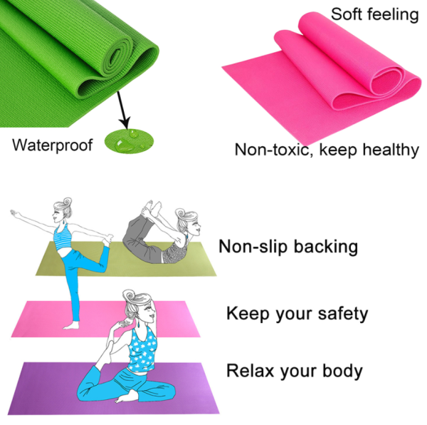 Коврик для йоги (аэробики) YOGAM ZTOA 173х61х0.6 см Коралловый