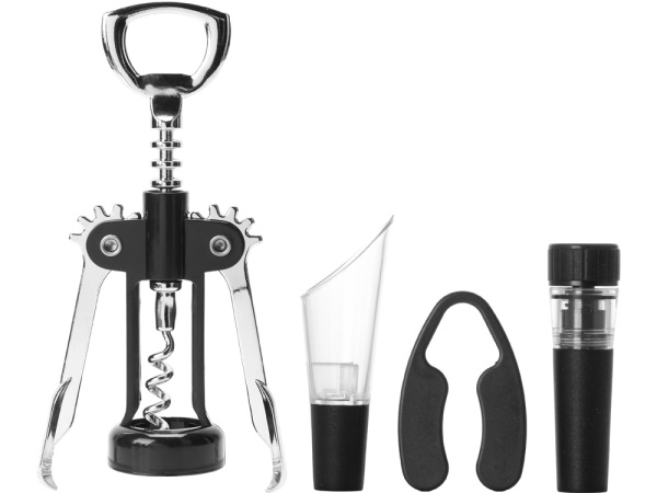 Набор аксессуаров для вина «Pinot Grigio» 2.0, Цвет черный/серебристый