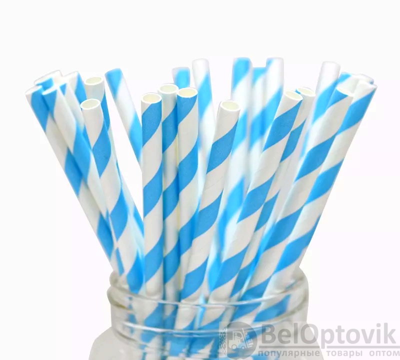 Белая бумажная трубочка , размер 197*6 мм, цветная (25 шт в бумажной упаковке), мультиколор