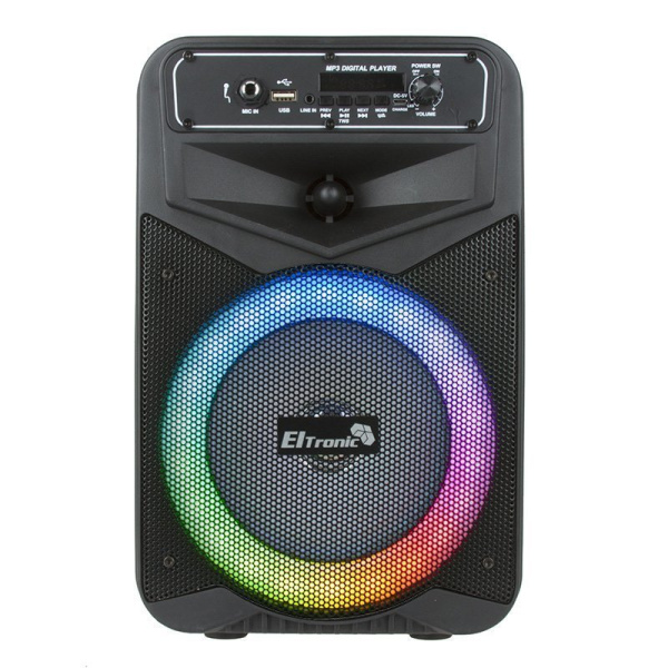 Беспроводная портативная bluetooth колонка Eltronic CRAZY BOX 150 Watts арт. 20-27 с проводным микрофоном, LED-подсветкой и RGB светомузыкой, пультом дистанционного управления