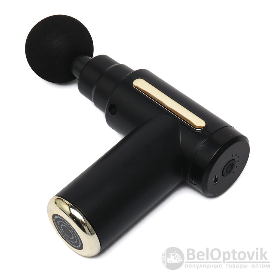 Массажный пистолет GTA портативный аккумуляторный, черный, 4 насадки