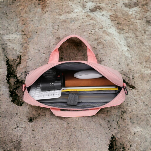 Сумка для ноутбука 15.6 Elegance, розовая / Крепление для чемодана, застежка на липучке, утолщенная стенка в кармане