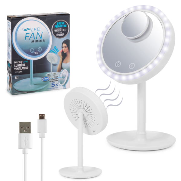 Зеркало с подсветкой LED FAN MIRROR вентилятором/мини зеркалом 5-ти кратным увеличением (!!!Хлопай ресницами и взлетай!!!)